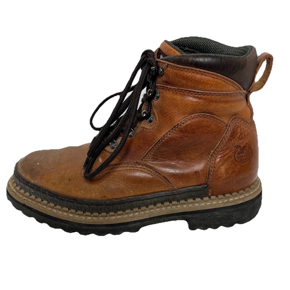 GEORGIA GIANT G7222 STEEL TOE Brown Lace Up Work Boots US 8 M Outdoor Safety